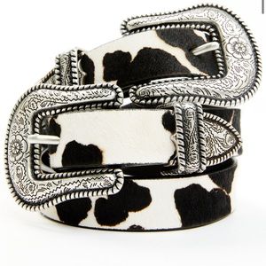 Cow print belt